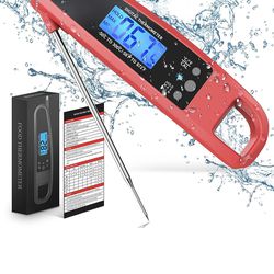 Instant Read Meat Thermometer for Kitchen Cooking, Ultra Fast Precise Waterproof Digital Food Thermometer with Backlight, Magnet and Foldable Probe fo