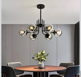 New 6 Light Glass Globe Sputnik Chandeliers