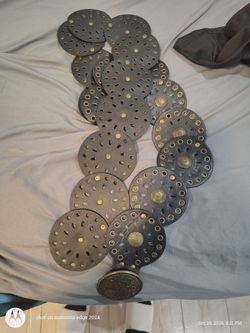 Black Leather Disc Belt with Gold Concho Hardware