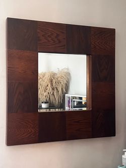 Large 36"x36" Square Wood Checkerboard Mirror (Originally Pier 1)