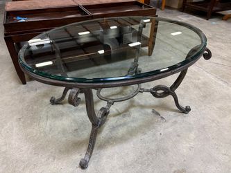 Wrought Iron Base Coffee Table with Glass Top