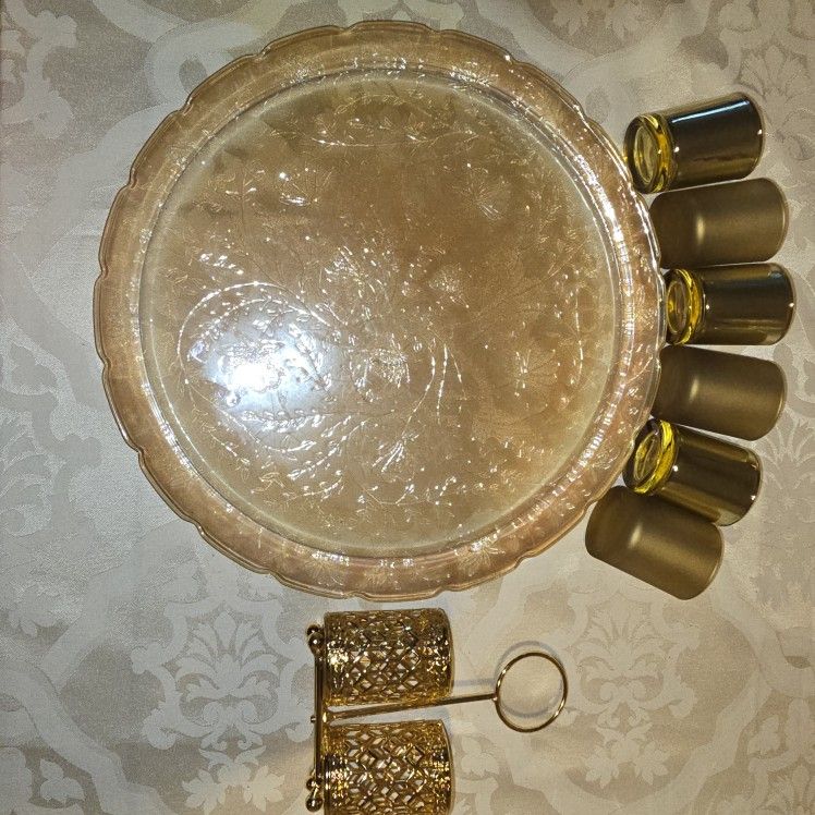 Carnival Style Platter Gold Votive Candle Holders