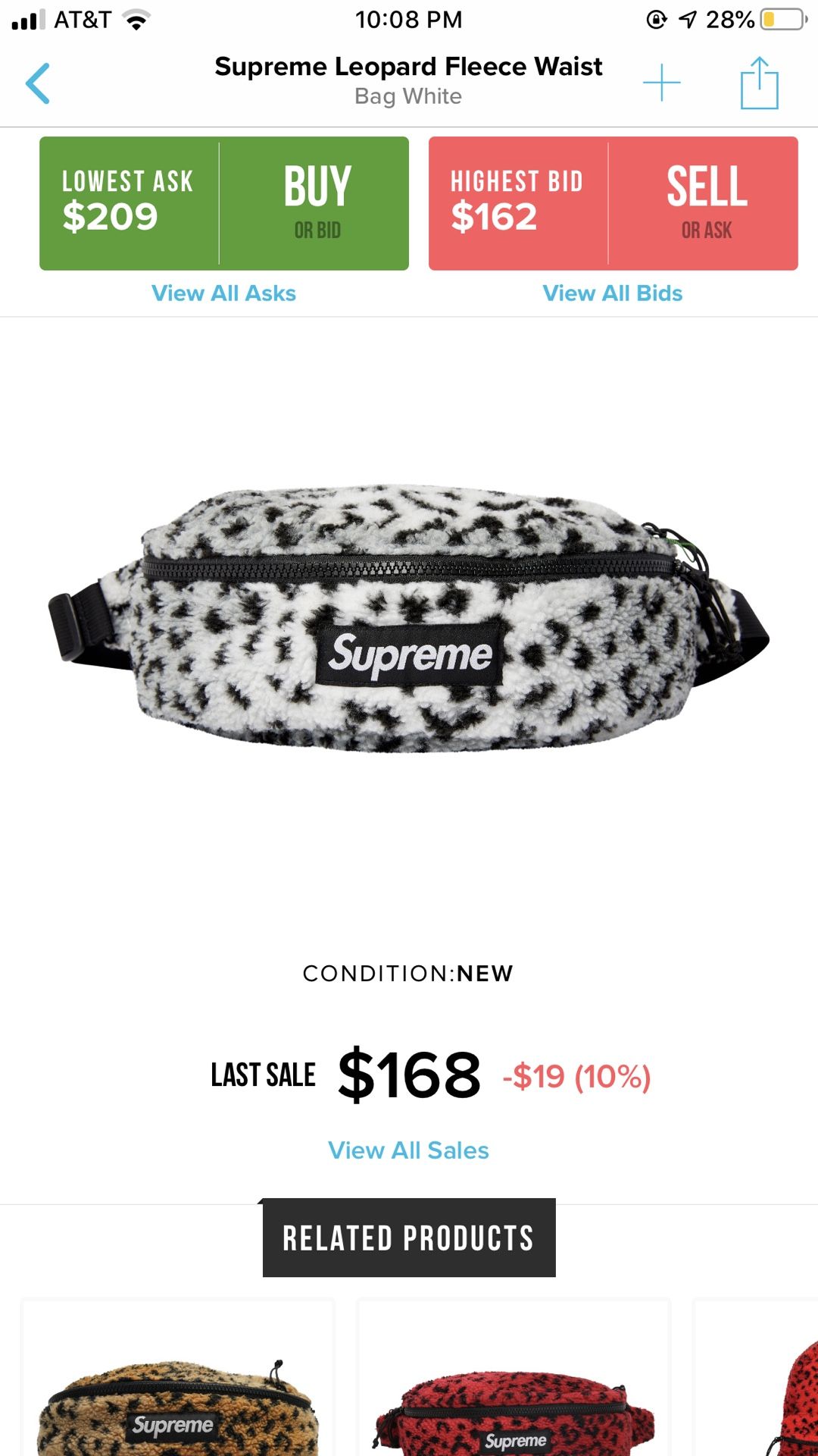 Supreme leopard fleece waist bag