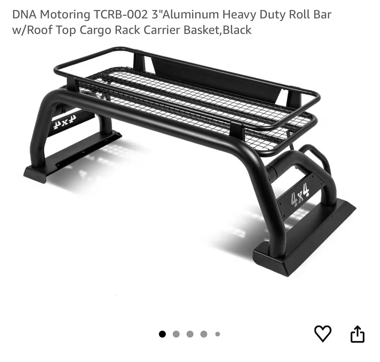 New in box DNA Motoring TCRB-002 3"Aluminum Heavy Duty Roll Bar w/Roof Top Cargo Rack Carrier Basket,Black   Truck Bed Roll Bar+Cargo Basket 15-19 Toy