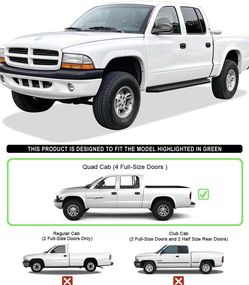 LA Zona Auto Parts 1997 to 2000 Dodge Durango Dakota Black 6 inch Running Boards Estribos Negros seis pulgadas Step