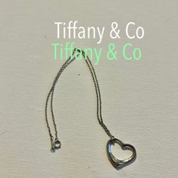 16” Tiffany & Co Elsa Peretti Open Heart 16mm Necklace in Sterling Silver