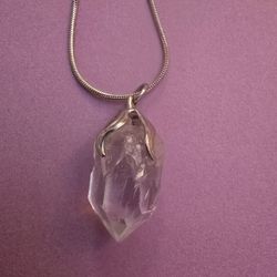 Lemurian Crystal Quartz With Silver Chain