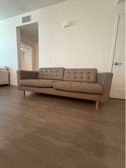 LANDSKRONA 2-seat sofa, Grann/Bomstad dark beige/wood
