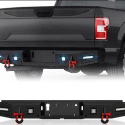 Rear Step Bumper Compatible with 2015-2024 Ford F150 F-150 (Excluding Raptor and Ecoboost) Heavy Dut
