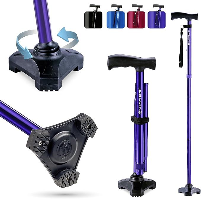 HurryCane Freedom Edition Folding Walking Cane, Pathfinder Purple