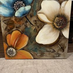 Vintage Oil Flower Painting 