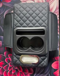 Black Quilted Car Center Console Armrest