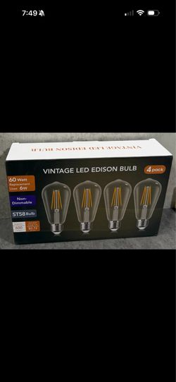 YANSUN ST58 E26 60W Equivalent Vintage LED Edison Bulb Warm White 2700K (4-Pack)