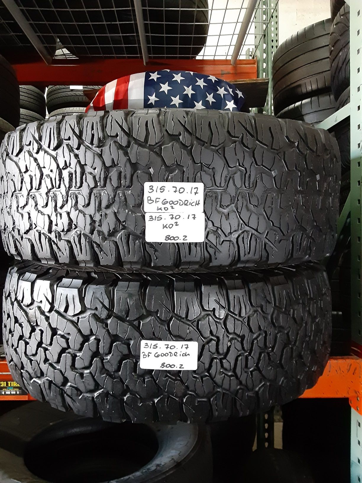 (2) USED TIRES LT315/70R17 BF GOODRICH K02 315/70R17 ALL TERRAIN TIRES