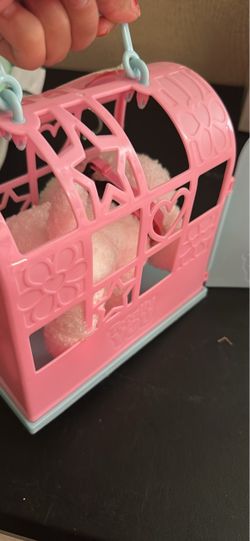 Pink Toy Pet Carrier with Plush Animal
