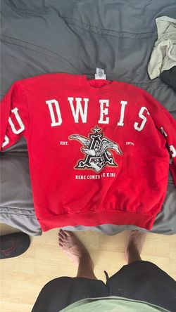Budweiser Graphic Crewneck Sweatshirt Red