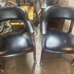 Set Of 2 Matching Vtg Chairs On Wheels 