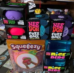 NeeDoh Lot Of x6 - Nice Berg Blue XL - Fuzz Ball - Funky Pup Schylling New 2026
