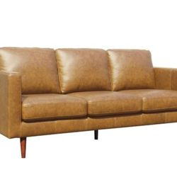 80" Carmel Leather Sofa / Couch Mid Century 