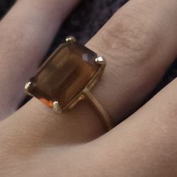 14k Gold Ring, Citrine Stone, Vintage 