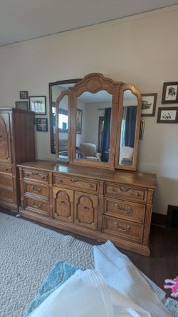 Thomasville Wooden Dresser and Armoire Set
