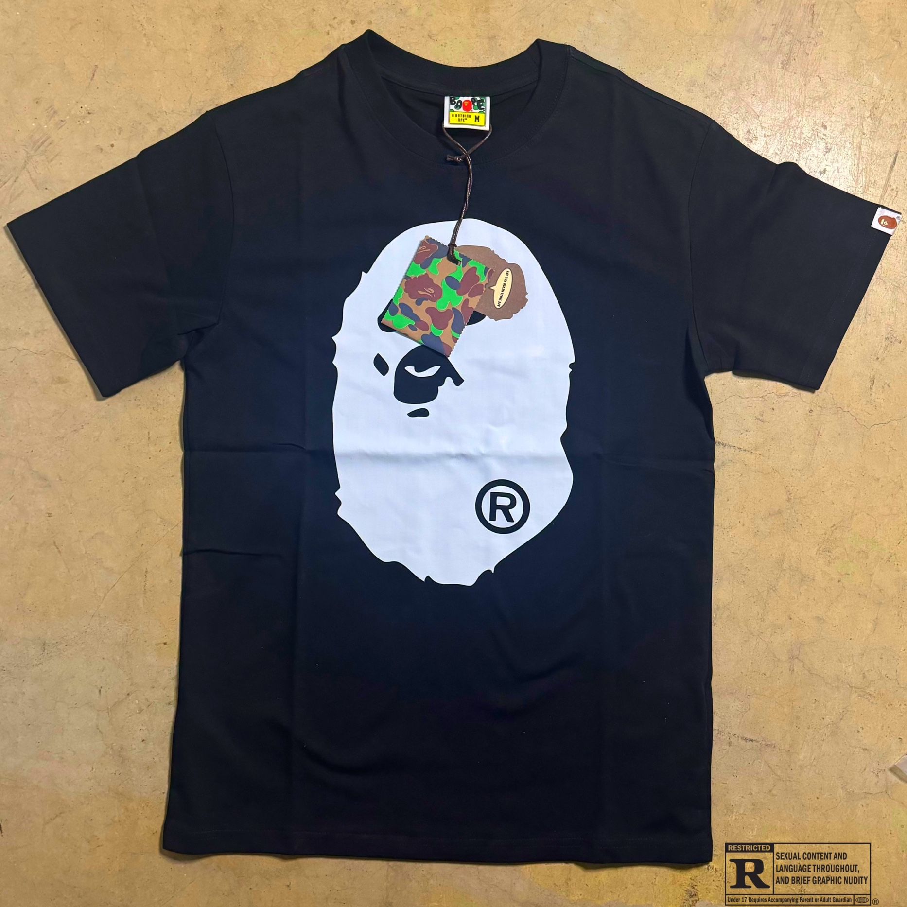 Black Hexagram Big Ape Head T-Shirt 