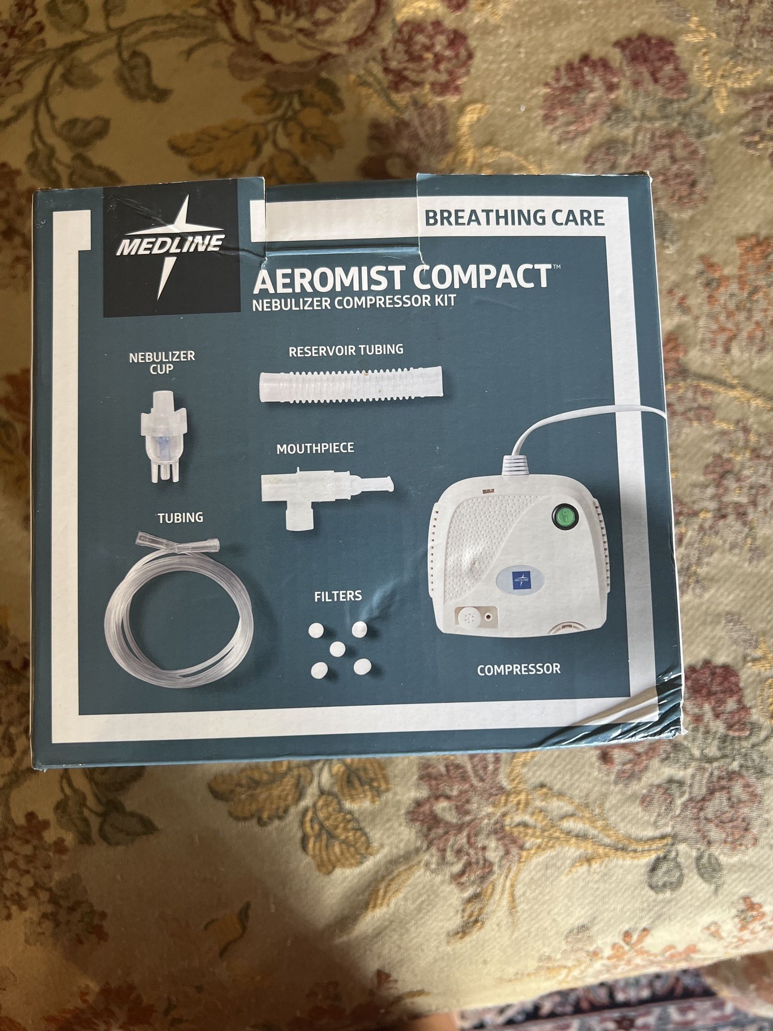 Medline Aeromist Compact Nebulizer Compressor - Aeromist Compact Nebulizer Compressor with Adult Mask - HCS70004ADLT