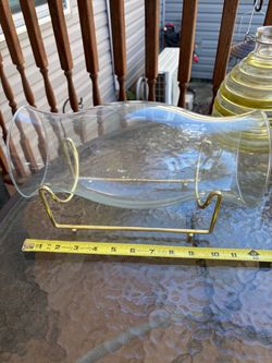 Partylite 12" Hurricane Globe with Brass Support N6094 And P0206 (Johnstown Ohio)