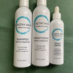 Healthy Haircare Shampoo+Conditioner w/Cynatine 8oz+Scalp Detox 