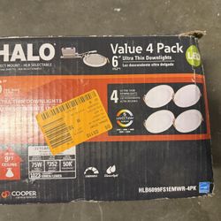 HALO HLB 6 in. Adjustable CCT Canless IC Rated Dimmable Indoor, Outdoor Integrated LED Recessed Light Kit (4-Pack)