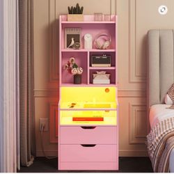 Pink night stand book shelf