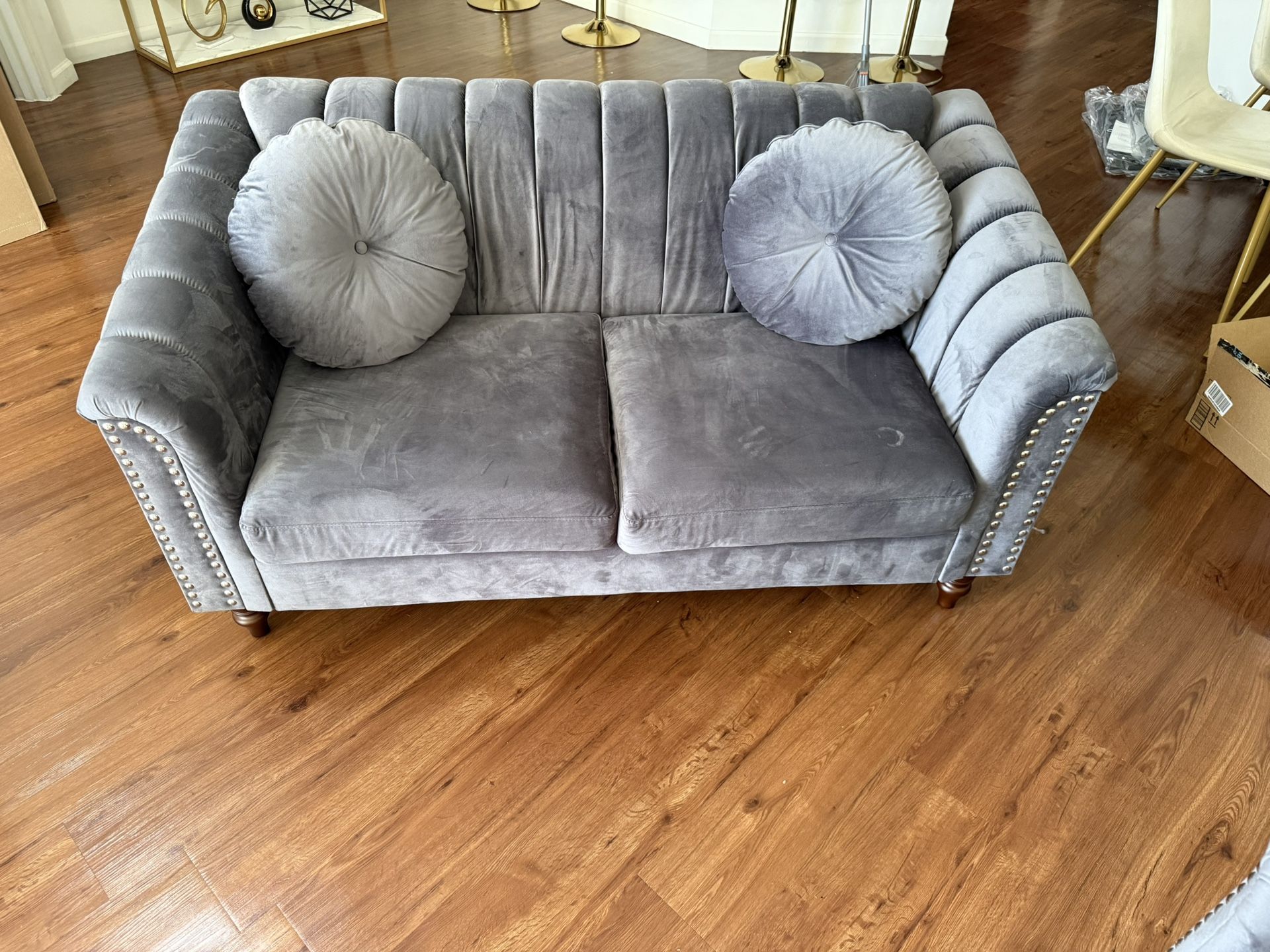 60” Comfy Loveseat Sofa 2 Pillows
