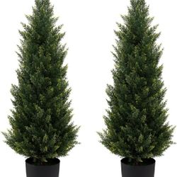 Artificial Pine Tree UV Resistant Potted Plant Set of 2

