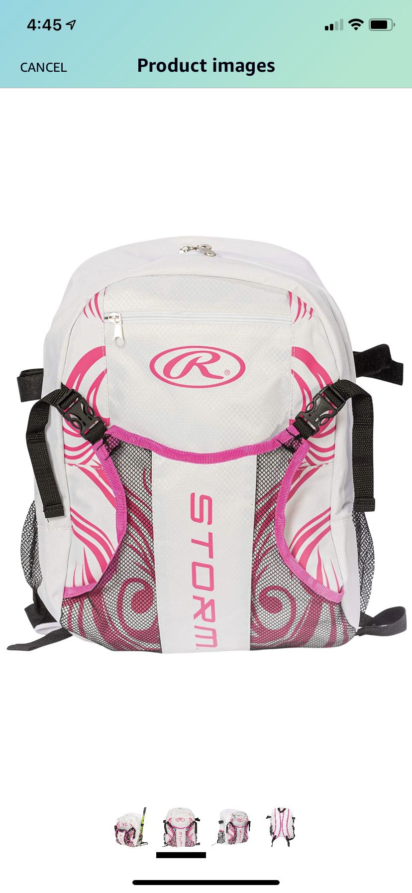 $5 .00 each 16 total Rawlings Storm Girls Youth Softball Bat Bag- Backpack for T-Ball & Softball Equipment