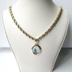 Gold Stainless Steel Rope Chain necklace Pendant San Judas
