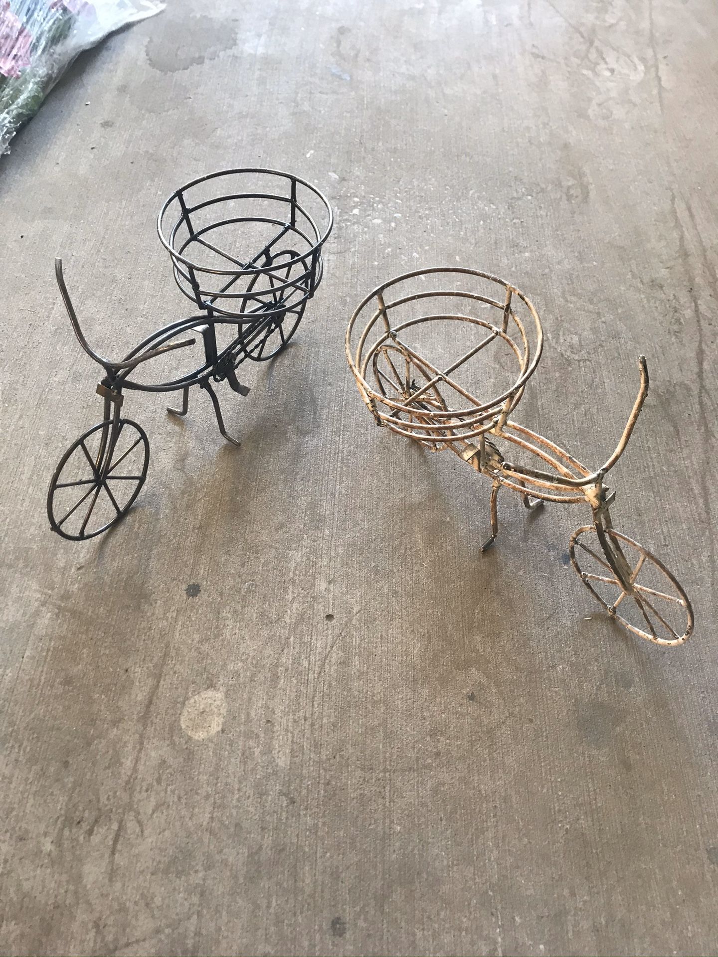 Two Beautiful Metal Flower Pot Bicycle Stands