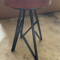 Wrought Iron/ Wood trim Pillar Candle holder 9 inch tall