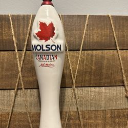 Molson Beer Ceramic Bar Tap Handle HTF Canadian Premium Lager Red Maple Leaf