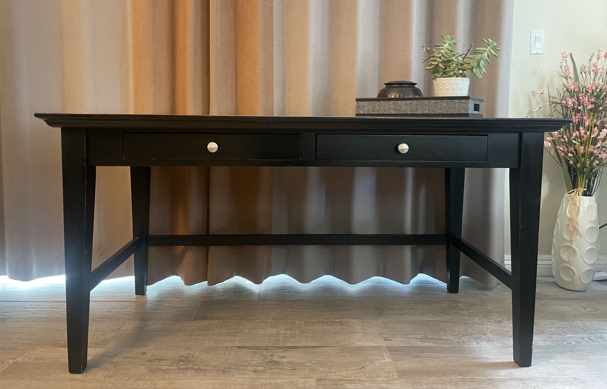 Solid Wood Desk, Black Color
