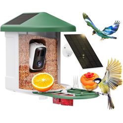 Bird Feeder with Camera with AI Identify Birds Species Solar Panel, Smart Bird House with Cam, 2K Live View, Instant Arrival Alerts