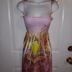 L/XL Stretch Pink Print Dress