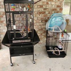 2 Bird Cages And Travel Bag