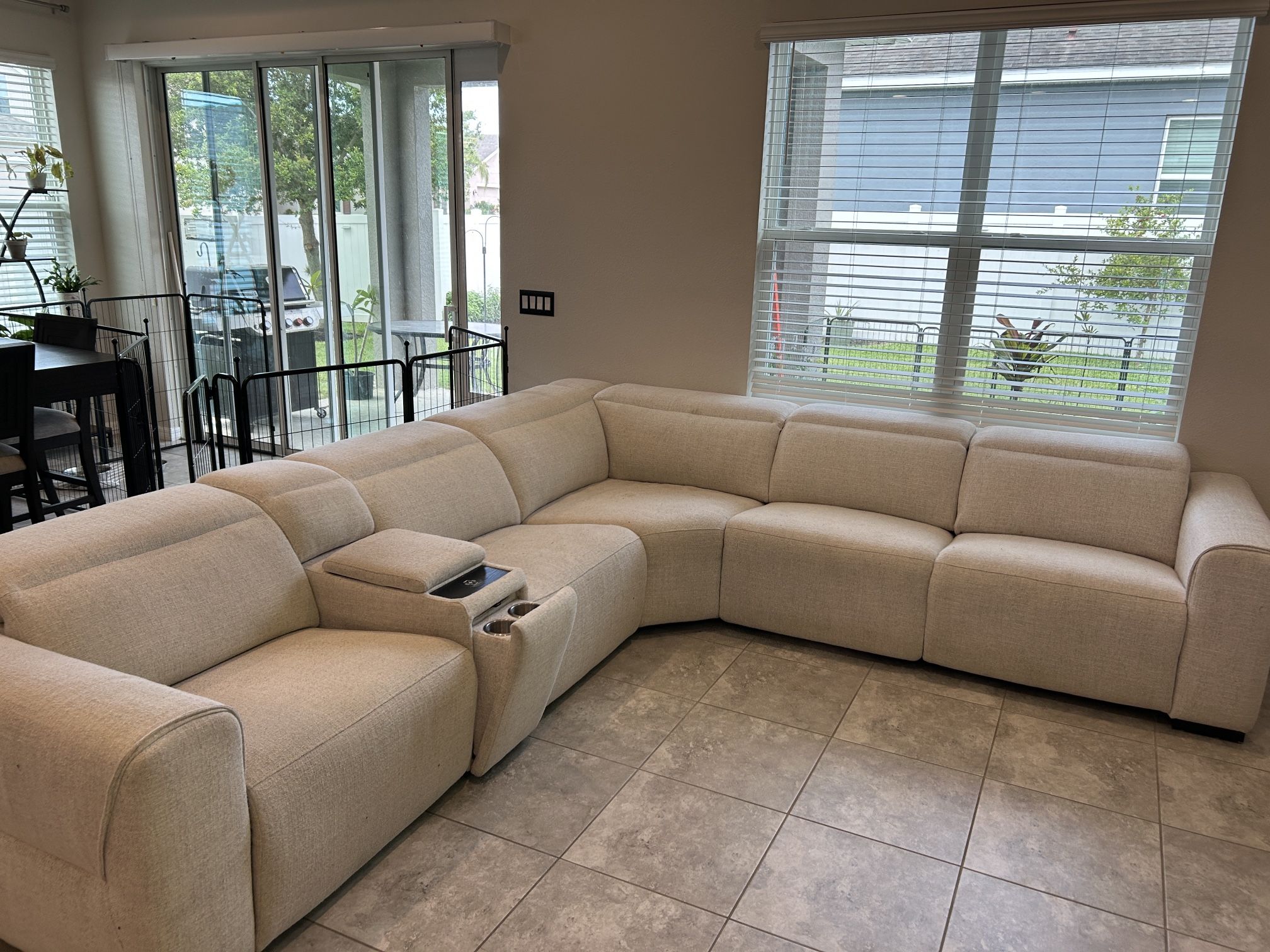 Sectional Couch With Three Electric Recliners