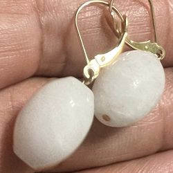 14k Solid Gold/ Jade Earrings
