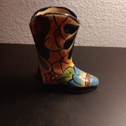 GORGEOUS Talavera Mexican Folk Art 5" Shoe Planter