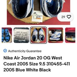 Nike Air Jordan 20 OG West Coast 2005 Size 10.5 310455-411 2005 Blue White Black make me an offer