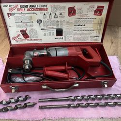 milwaukee tu-speed right angle drill with case and drill bits
