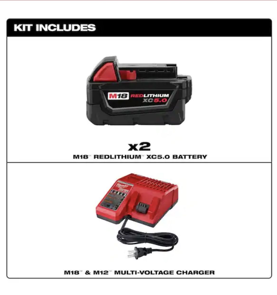 M18 18-Volt Lithium-Ion XC Starter Kit with Two 5.0Ah Batteries and Charger