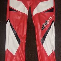 Red Leather Moto Pants Men
