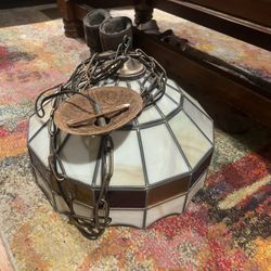 Vintage Stained Glass Chandelier 